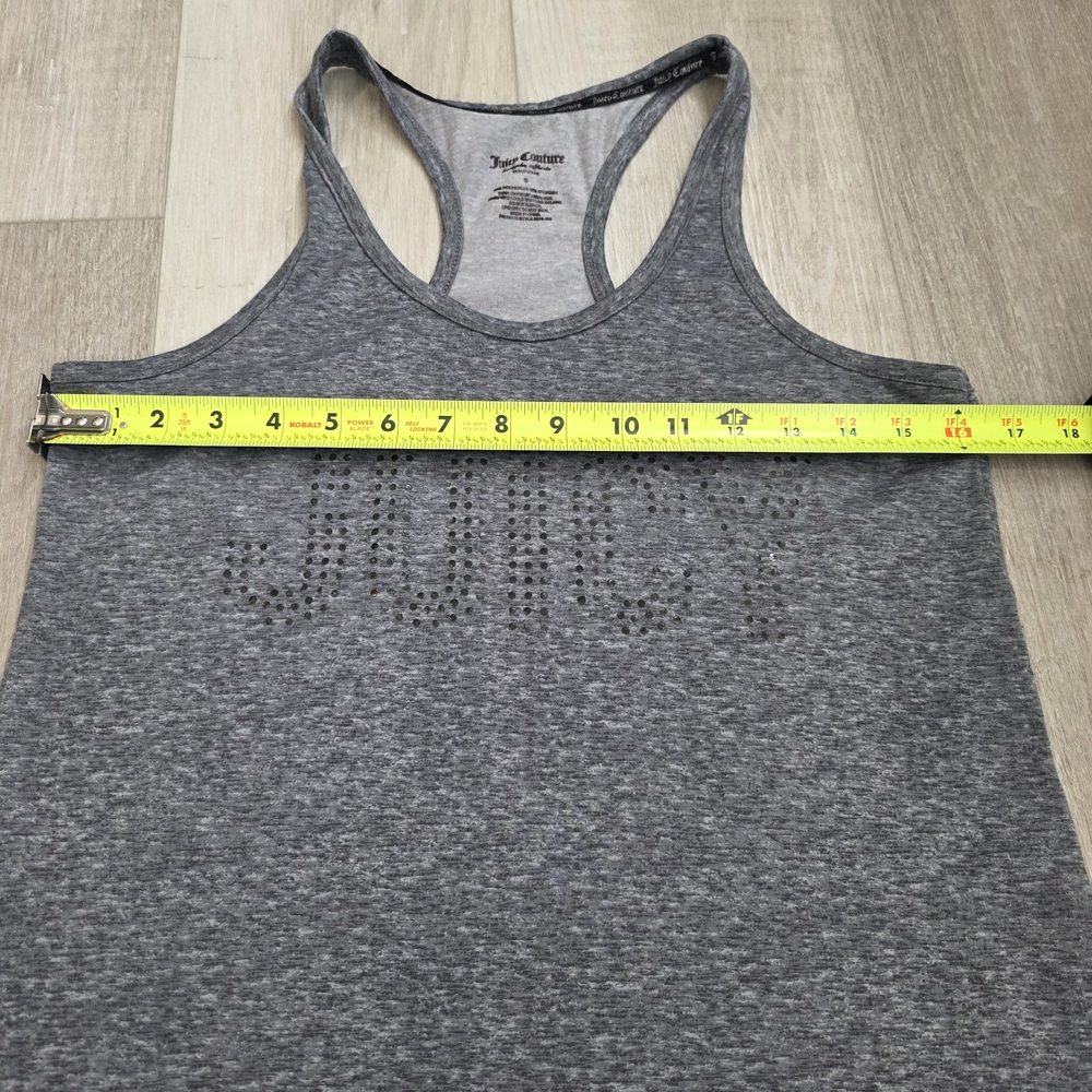 Juicy Couture Gray Racerback Tank Top Women’s Small Glitter Logo Athletic Active - Picture 7 of 8